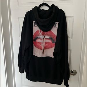 Missguided x Playboy black screen print extra long hoodie size large